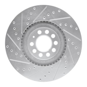 Audi TT Brake Rotor (1) - Front Right - R1 Concepts - Drilled & Slotted - Silver - `00-`06
